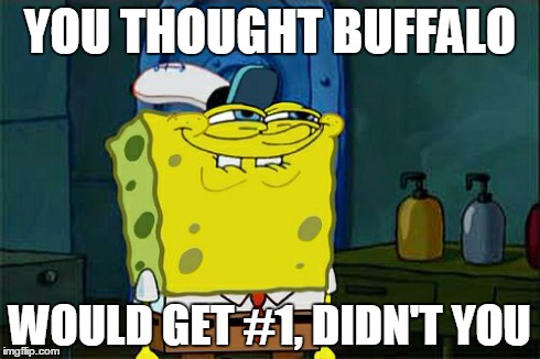 Don't You Squidward | YOU THOUGHT BUFFALO WOULD GET #1, DIDN'T YOU | image tagged in memes,dont you squidward | made w/ Imgflip meme maker