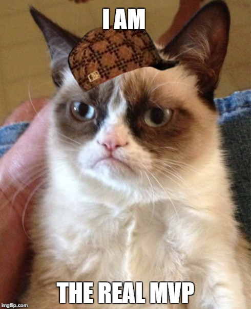 Grumpy Cat Meme | I AM THE REAL MVP | image tagged in memes,grumpy cat,scumbag | made w/ Imgflip meme maker