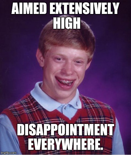 Bad Luck Brian Meme | AIMED EXTENSIVELY HIGH DISAPPOINTMENT EVERYWHERE. | image tagged in memes,bad luck brian | made w/ Imgflip meme maker