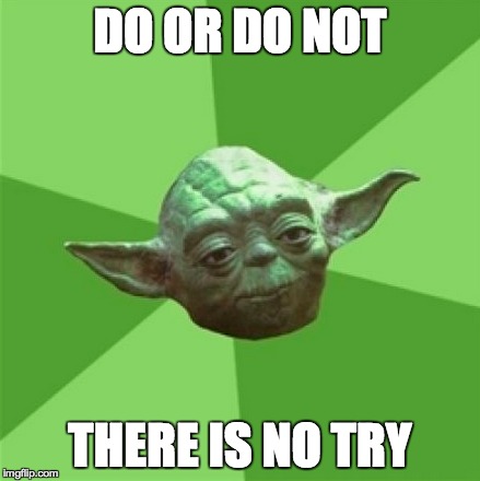 DO OR DO NOT THERE IS NO TRY | image tagged in advice yoda,yoda,yolo | made w/ Imgflip meme maker