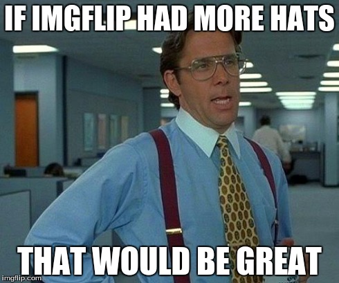 That Would Be Great | IF IMGFLIP HAD MORE HATS THAT WOULD BE GREAT | image tagged in memes,that would be great | made w/ Imgflip meme maker