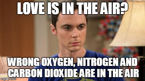 Sheldon Logic | LOVE IS IN THE AIR? WRONG
OXYGEN, NITROGEN AND CARBON DIOXIDE ARE IN THE AIR | image tagged in sheldon logic | made w/ Imgflip meme maker