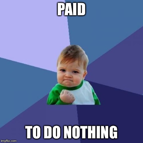 Success Kid Meme | PAID TO DO NOTHING | image tagged in memes,success kid | made w/ Imgflip meme maker