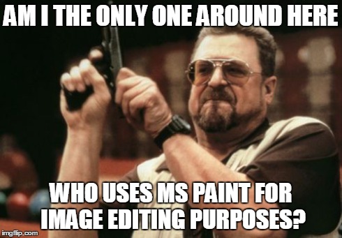 Am I The Only One Around Here | AM I THE ONLY ONE AROUND HERE WHO USES MS PAINT FOR IMAGE EDITING PURPOSES? | image tagged in memes,am i the only one around here | made w/ Imgflip meme maker