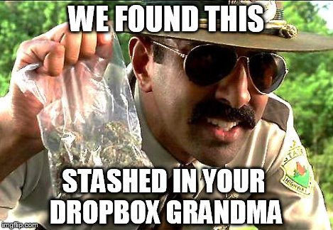 We Found This | WE FOUND THIS STASHED IN YOUR DROPBOX GRANDMA | image tagged in police officer testifying,police,police state,police academy | made w/ Imgflip meme maker