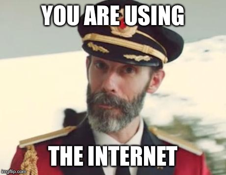 Captain Obvious | YOU ARE USING THE INTERNET | image tagged in captain obvious | made w/ Imgflip meme maker