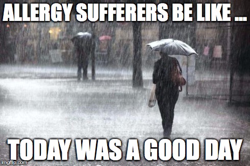 ALLERGY SUFFERERS BE LIKE ... TODAY WAS A GOOD DAY | image tagged in heavyrain | made w/ Imgflip meme maker