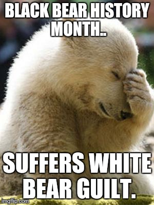 Facepalm Bear | BLACK BEAR HISTORY MONTH.. SUFFERS WHITE BEAR GUILT. | image tagged in memes,facepalm bear | made w/ Imgflip meme maker
