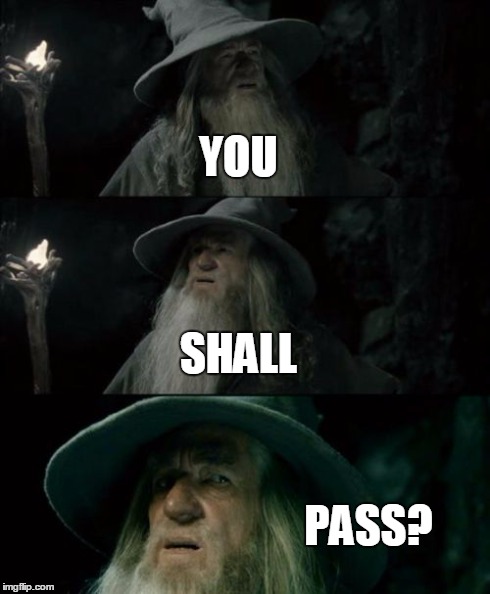 Confused Gandalf Meme | YOU SHALL PASS? | image tagged in memes,confused gandalf | made w/ Imgflip meme maker