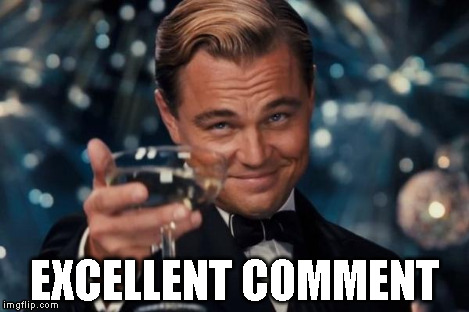 Leonardo Dicaprio Cheers Meme | EXCELLENT COMMENT | image tagged in memes,leonardo dicaprio cheers | made w/ Imgflip meme maker