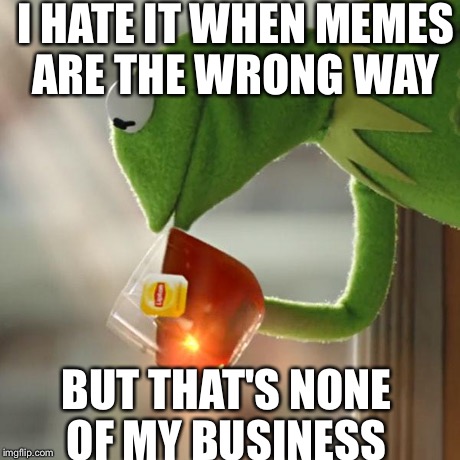 But That's None Of My Business | I HATE IT WHEN MEMES ARE THE WRONG WAY BUT THAT'S NONE OF MY BUSINESS | image tagged in memes,but thats none of my business,kermit the frog | made w/ Imgflip meme maker