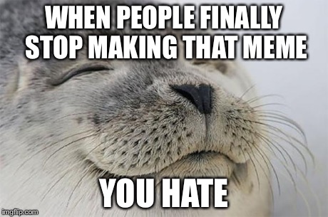 Satisfied Seal Meme | WHEN PEOPLE FINALLY STOP MAKING THAT MEME YOU HATE | image tagged in memes,satisfied seal | made w/ Imgflip meme maker