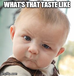 Skeptical Baby Meme | WHAT'S THAT TASTE LIKE | image tagged in memes,skeptical baby | made w/ Imgflip meme maker