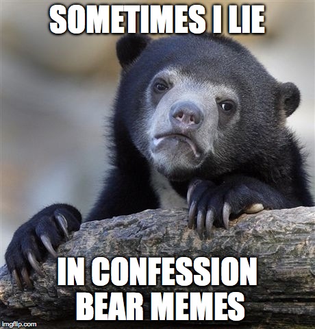 Confession Bear | SOMETIMES I LIE IN CONFESSION BEAR MEMES | image tagged in memes,confession bear | made w/ Imgflip meme maker