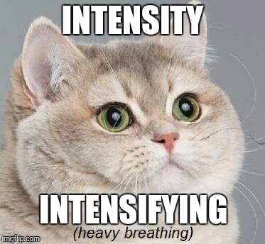 Heavy Breathing Cat Meme | INTENSITY INTENSIFYING | image tagged in memes,heavy breathing cat | made w/ Imgflip meme maker