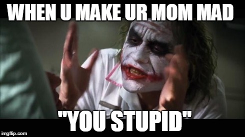 And everybody loses their minds | WHEN U MAKE UR MOM MAD "YOU STUPID" | image tagged in memes,and everybody loses their minds | made w/ Imgflip meme maker