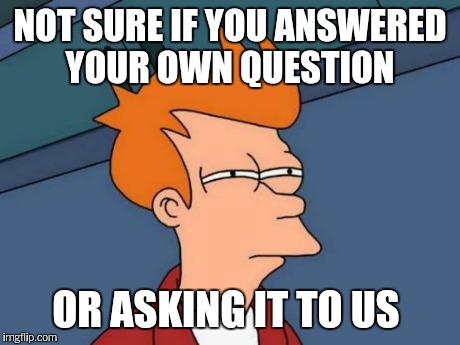 Futurama Fry Meme | NOT SURE IF YOU ANSWERED YOUR OWN QUESTION OR ASKING IT TO US | image tagged in memes,futurama fry | made w/ Imgflip meme maker
