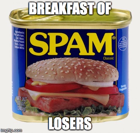 BREAKFAST OF LOSERS | image tagged in spam | made w/ Imgflip meme maker