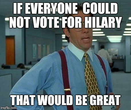 That Would Be Great Meme | IF EVERYONE  COULD NOT VOTE FOR HILARY THAT WOULD BE GREAT | image tagged in memes,that would be great | made w/ Imgflip meme maker