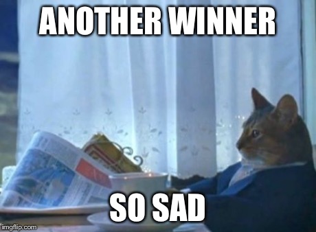 I Should Buy A Boat Cat Meme | ANOTHER WINNER SO SAD | image tagged in memes,i should buy a boat cat | made w/ Imgflip meme maker