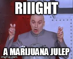 RIIIGHT A MARIJUANA JULEP | image tagged in memes,dr evil laser | made w/ Imgflip meme maker