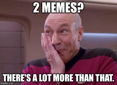 Picard smirk | 2 MEMES? THERE'S A LOT MORE THAN THAT. | image tagged in picard smirk | made w/ Imgflip meme maker