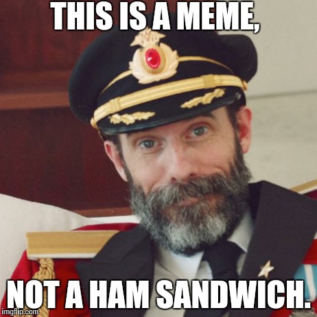 Captain Obvious | THIS IS A MEME, NOT A HAM SANDWICH. | image tagged in captain obvious | made w/ Imgflip meme maker