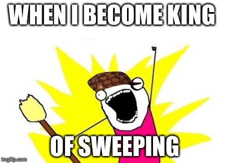 X All The Y | WHEN I BECOME KING OF SWEEPING | image tagged in memes,x all the y,scumbag | made w/ Imgflip meme maker