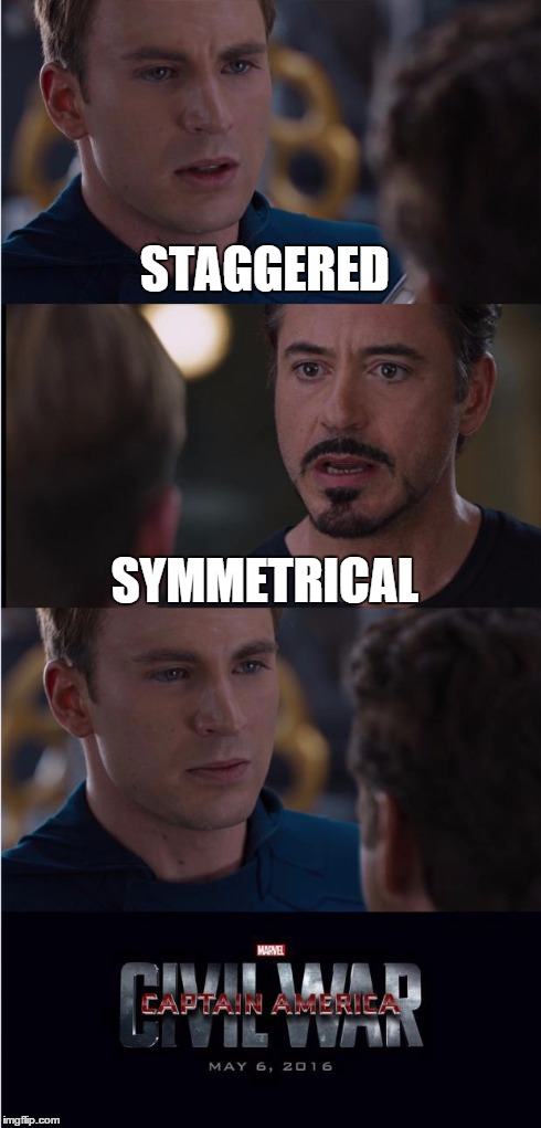 Civil War 2 | STAGGERED SYMMETRICAL | image tagged in civil war 2 | made w/ Imgflip meme maker