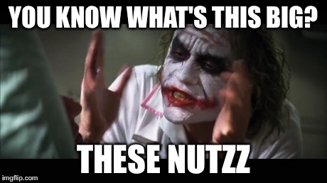 And everybody loses their minds Meme | YOU KNOW WHAT'S THIS BIG? THESE NUTZZ | image tagged in memes,and everybody loses their minds | made w/ Imgflip meme maker
