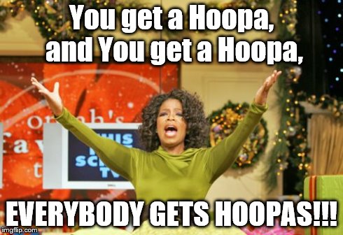 I got like, 36 Hoopas with QR codes, so when Hoopa is tradeable, EVERYBODY GETS A HOOPA!! | You get a Hoopa, and You get a Hoopa, EVERYBODY GETS HOOPAS!!! | image tagged in memes,you get an x and you get an x,hoopa,pokemon,pokemon oras | made w/ Imgflip meme maker