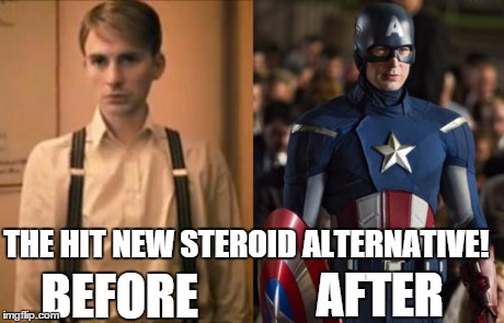 Captain America | BEFORE AFTER THE HIT NEW STEROID ALTERNATIVE! | image tagged in captain america | made w/ Imgflip meme maker