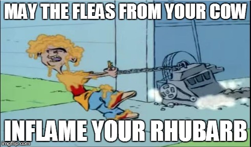 Rolf | MAY THE FLEAS FROM YOUR COW INFLAME YOUR RHUBARB | image tagged in rolf,ed edd n eddy | made w/ Imgflip meme maker