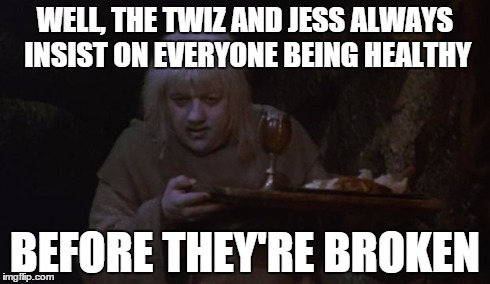 WELL, THE TWIZ AND JESS ALWAYS INSIST ON EVERYONE BEING HEALTHY BEFORE THEY'RE BROKEN | image tagged in pit of despair,memes,dark-hunter nights | made w/ Imgflip meme maker