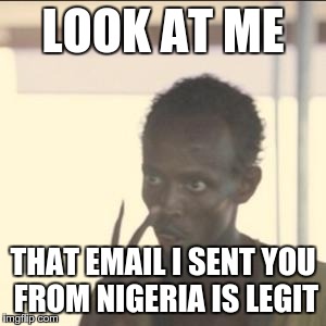 Look At Me | LOOK AT ME THAT EMAIL I SENT YOU FROM NIGERIA IS LEGIT | image tagged in look at me | made w/ Imgflip meme maker