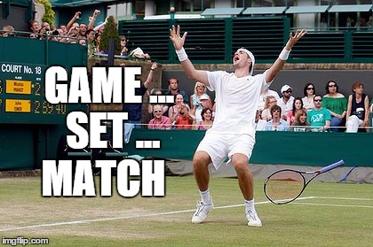 game over | GAME ... SET ... MATCH | image tagged in tennis | made w/ Imgflip meme maker