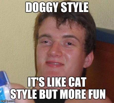 10 Guy Meme | DOGGY STYLE IT'S LIKE CAT STYLE BUT MORE FUN | image tagged in memes,10 guy | made w/ Imgflip meme maker