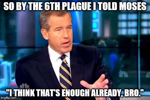 Brian Williams Was There 2 | SO BY THE 6TH PLAGUE I TOLD MOSES "I THINK THAT'S ENOUGH ALREADY, BRO." | image tagged in memes,brian williams was there 2 | made w/ Imgflip meme maker