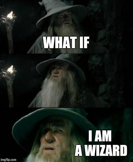 Confused Gandalf Meme | WHAT IF I AM A WIZARD | image tagged in memes,confused gandalf | made w/ Imgflip meme maker