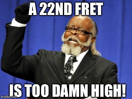 Too Damn High Meme | A 22ND FRET IS TOO DAMN HIGH! | image tagged in memes,too damn high | made w/ Imgflip meme maker