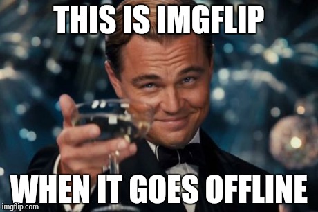 Leonardo Dicaprio Cheers | THIS IS IMGFLIP WHEN IT GOES OFFLINE | image tagged in memes,leonardo dicaprio cheers | made w/ Imgflip meme maker