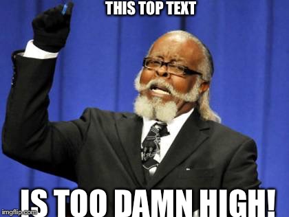 Too Damn High Meme | THIS TOP TEXT IS TOO DAMN HIGH! | image tagged in memes,too damn high | made w/ Imgflip meme maker