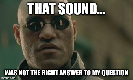 Matrix Morpheus Meme | THAT SOUND... WAS NOT THE RIGHT ANSWER TO MY QUESTION | image tagged in memes,matrix morpheus | made w/ Imgflip meme maker