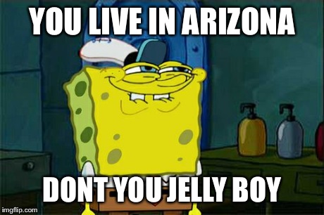Don't You Squidward Meme | YOU LIVE IN ARIZONA DONT YOU JELLY BOY | image tagged in memes,dont you squidward | made w/ Imgflip meme maker