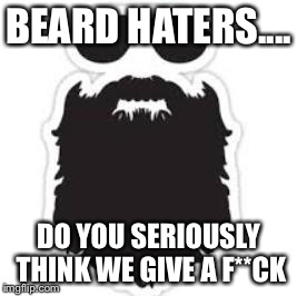 Beard | BEARD HATERS.... DO YOU SERIOUSLY THINK WE GIVE A F**CK | image tagged in beard | made w/ Imgflip meme maker