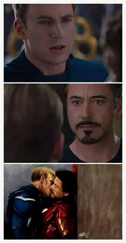 Captain America Kissing Ironman Blank Meme Template