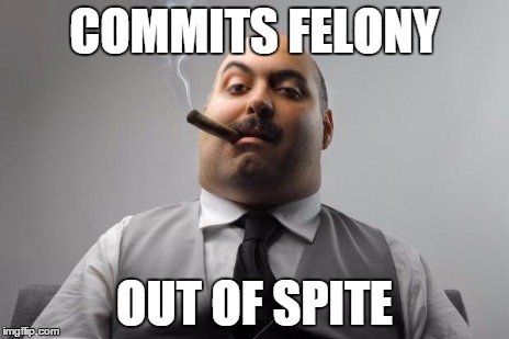 Scumbag Boss Meme | COMMITS FELONY OUT OF SPITE | image tagged in memes,scumbag boss | made w/ Imgflip meme maker