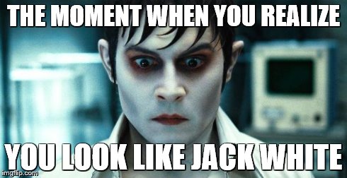 THE MOMENT WHEN YOU REALIZE YOU LOOK LIKE JACK WHITE | image tagged in johnnywhite | made w/ Imgflip meme maker