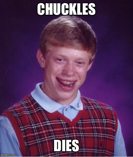 Bad Luck Brian Meme | CHUCKLES DIES | image tagged in memes,bad luck brian | made w/ Imgflip meme maker