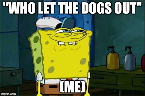 Don't You Squidward Meme | "WHO LET THE DOGS OUT" (ME) | image tagged in memes,dont you squidward | made w/ Imgflip meme maker